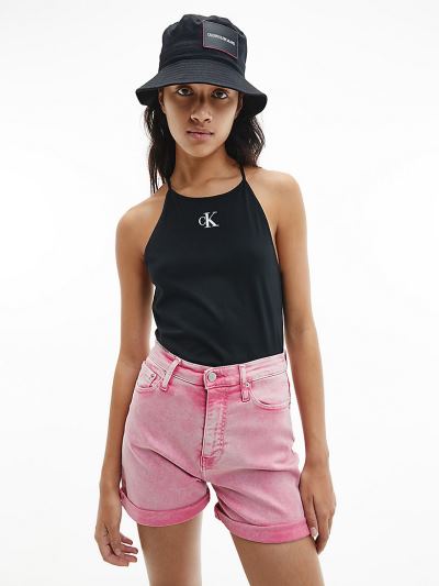 Calvin Klein Ruhák HU892138 | Calvin Klein Organic Cotton Logo Cami Női Felsők Fekete
